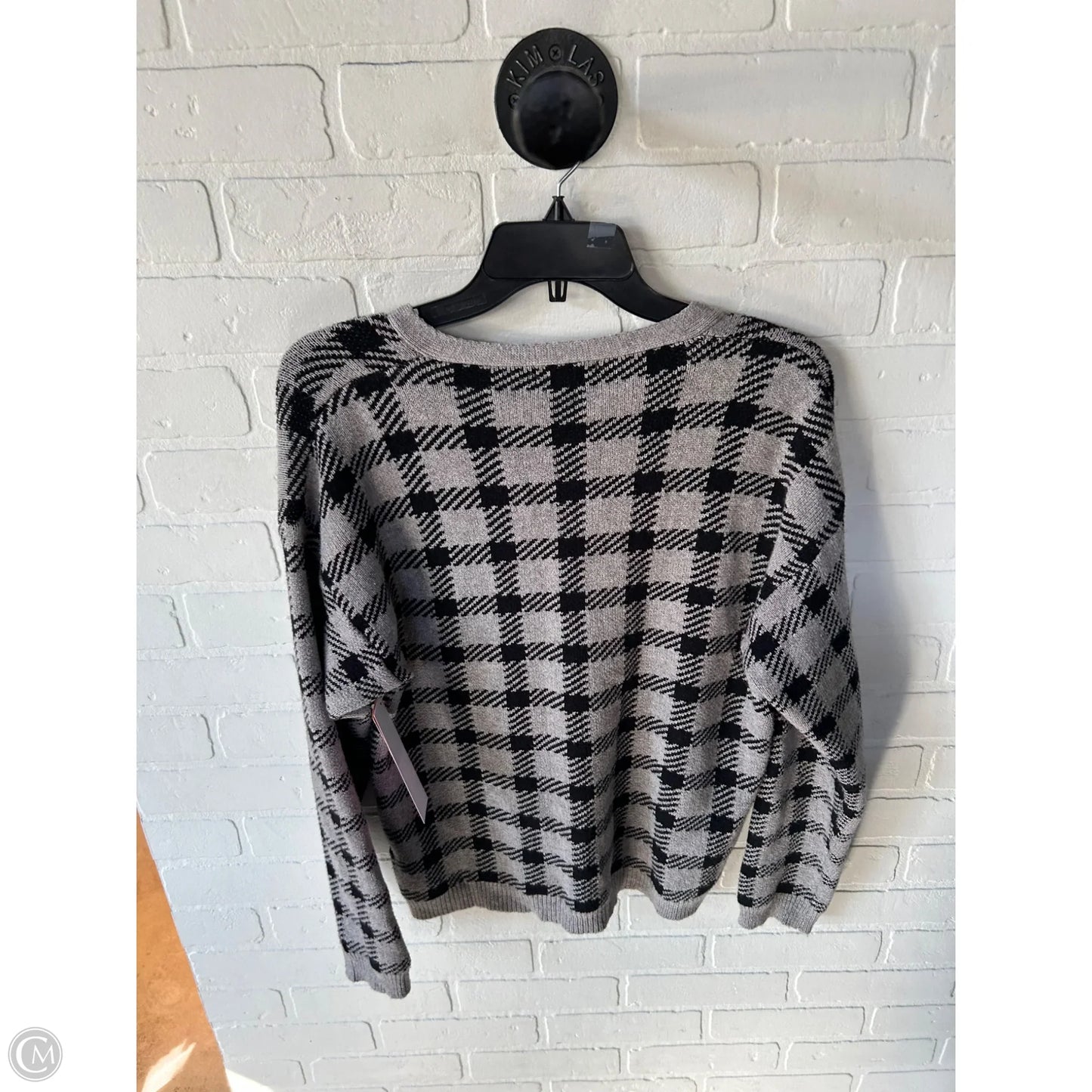 Sweater Cardigan By Fashion Nova In Black & Grey, Size: L