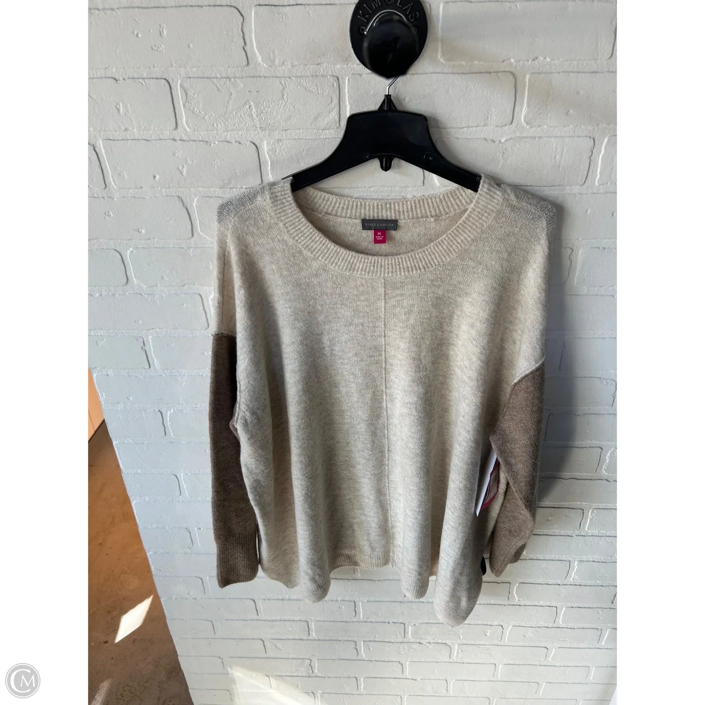 Sweater By Vince Camuto In Brown & Cream, Size: 2x