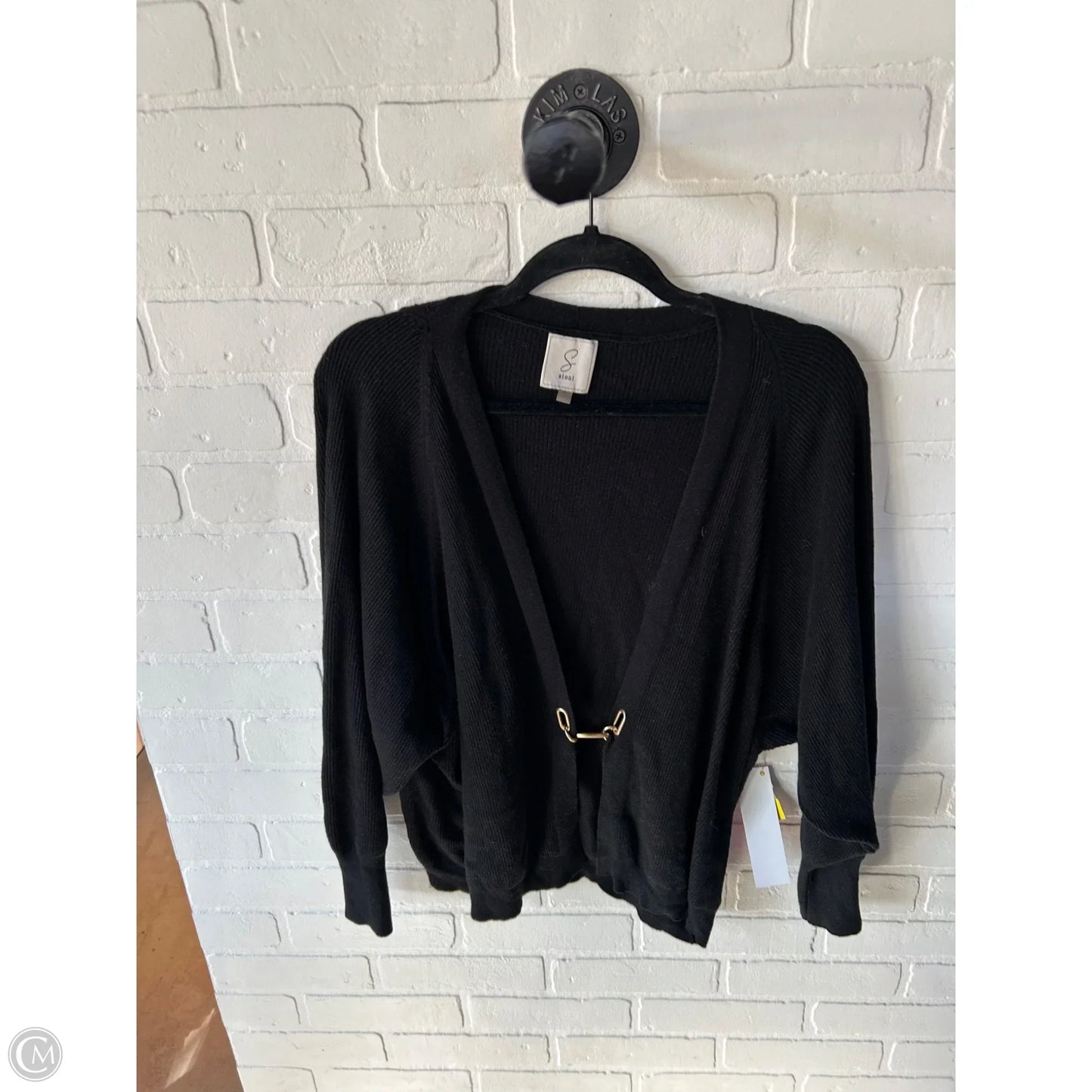 Sweater Cardigan By Sioni In Black & Gold, Size: Xl