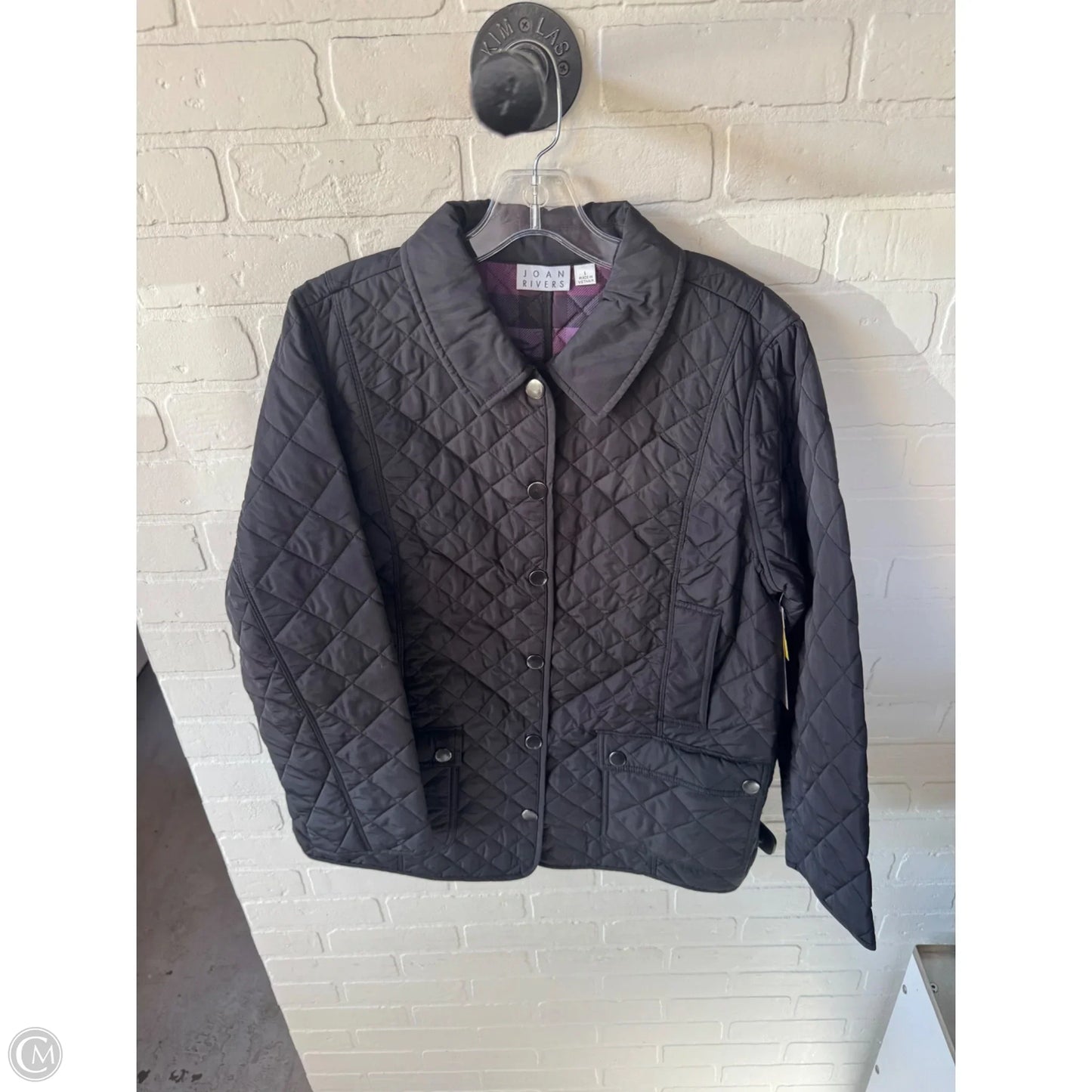 Coat Puffer & Quilted By Joan Rivers In Black, Size: L