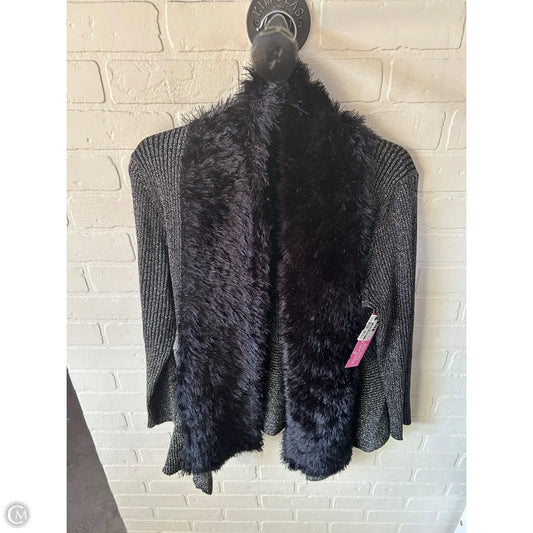 Sweater Cardigan By Clothes Mentor In Black & Silver, Size: L