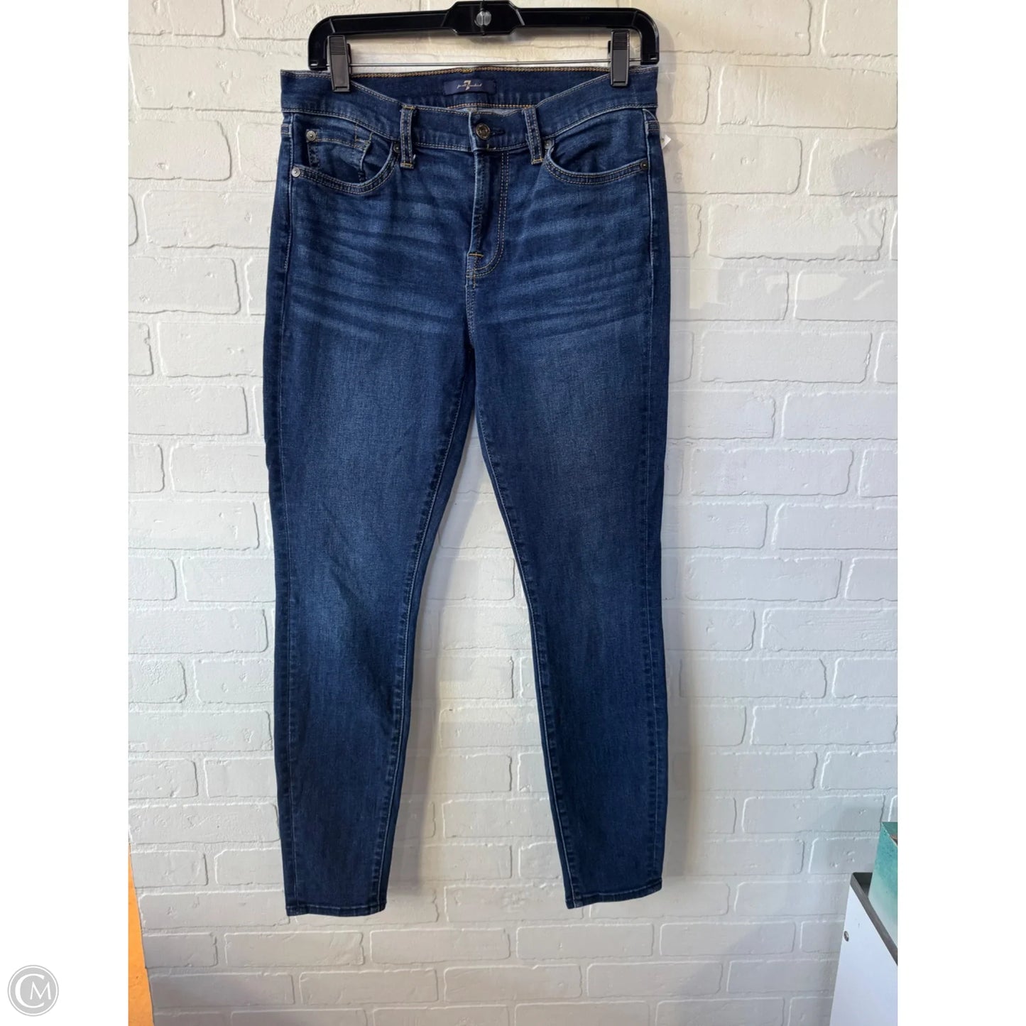Jeans Skinny By 7 For All Mankind In Blue Denim, Size: 8