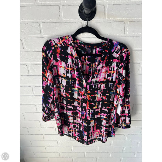 Top 3/4 Sleeve By Not Your Daughters Jeans In Black & Pink, Size: S