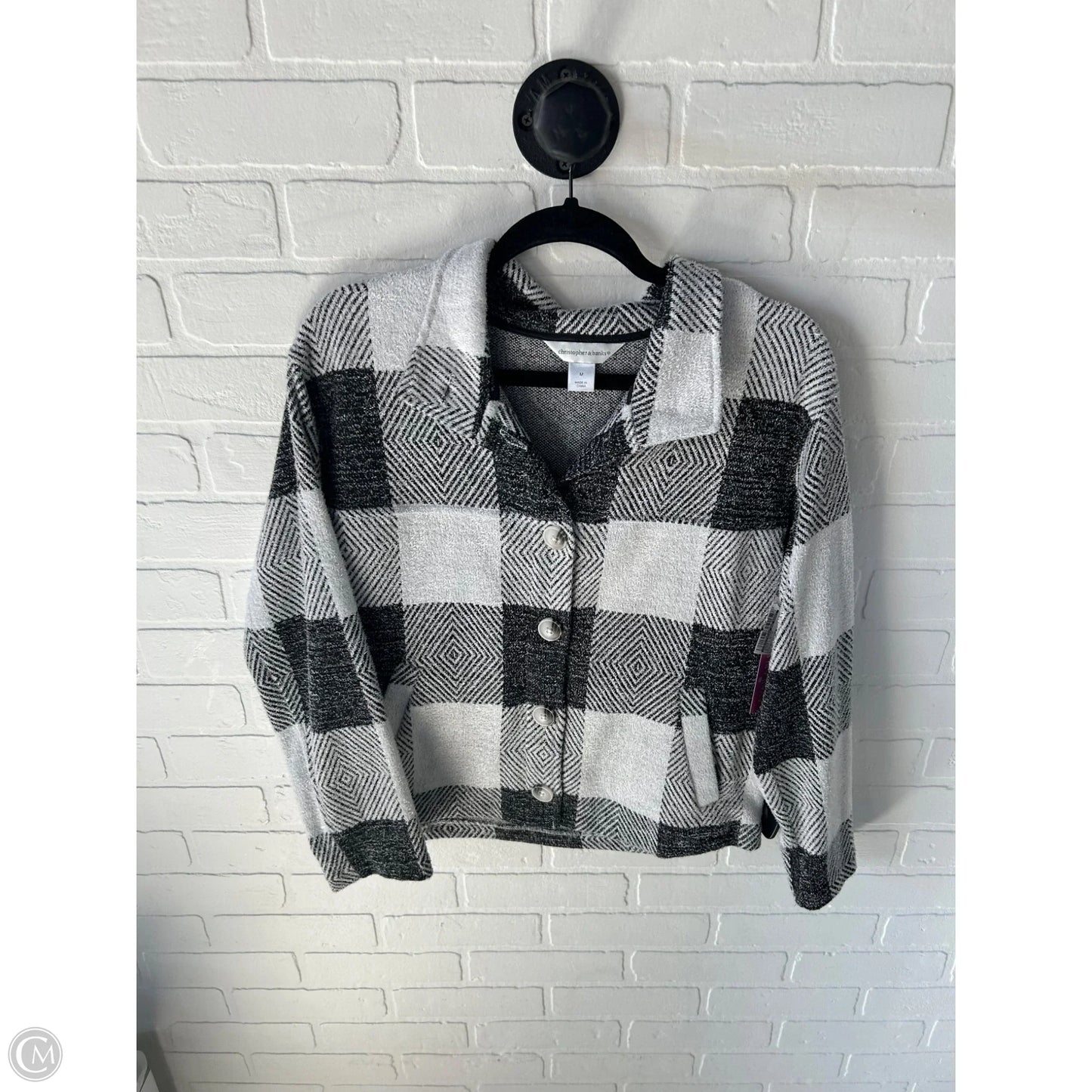 Jacket Shirt By Christopher And Banks In Black & White, Size: M