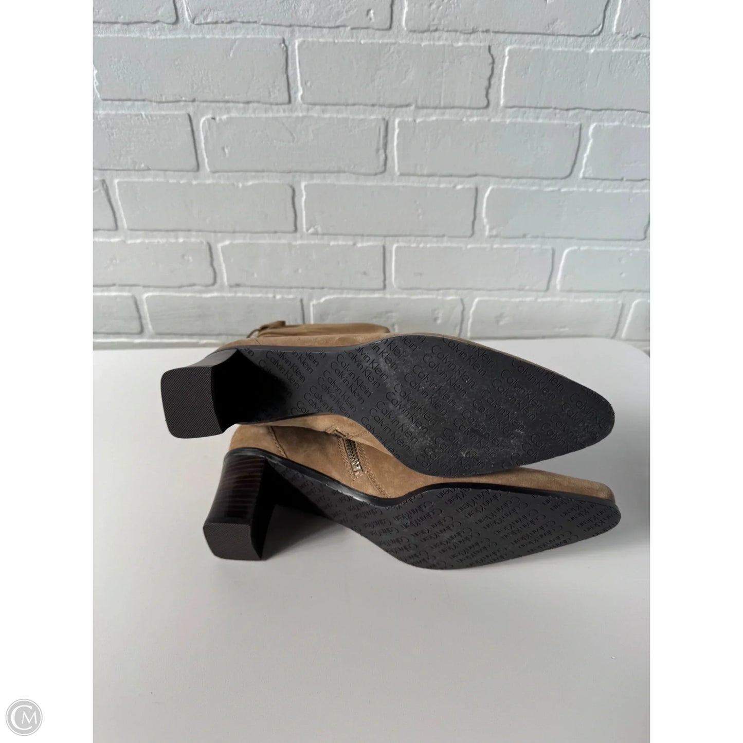 Boots Mid-calf Heels By Calvin Klein In Tan, Size: 8.5