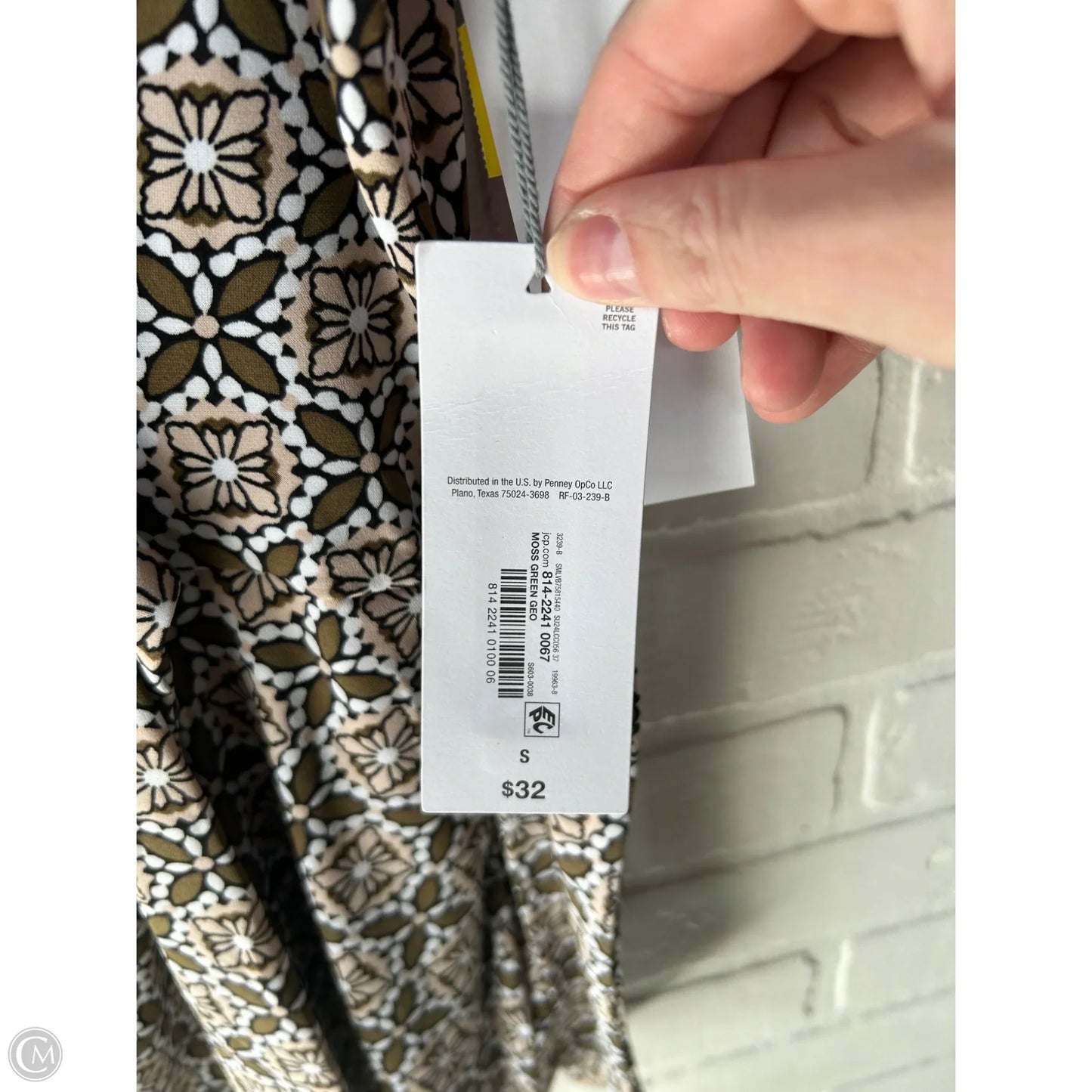 Top Short Sleeve By Liz Claiborne In Green & Tan, Size: S