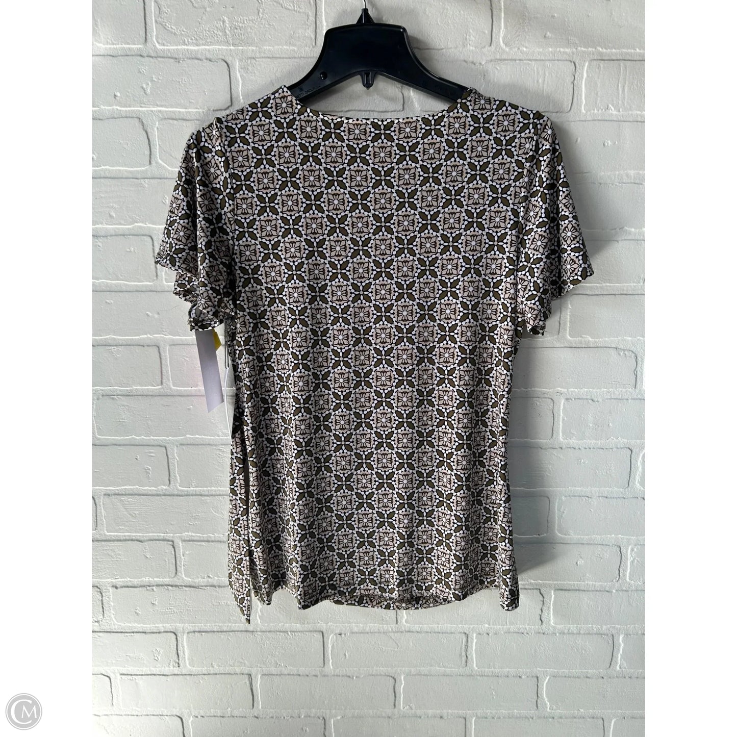 Top Short Sleeve By Liz Claiborne In Green & Tan, Size: S