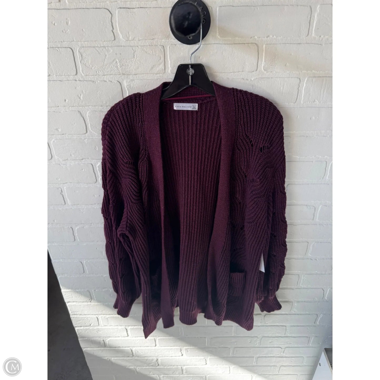 Sweater Cardigan By Retrology In Purple, Size: Xl