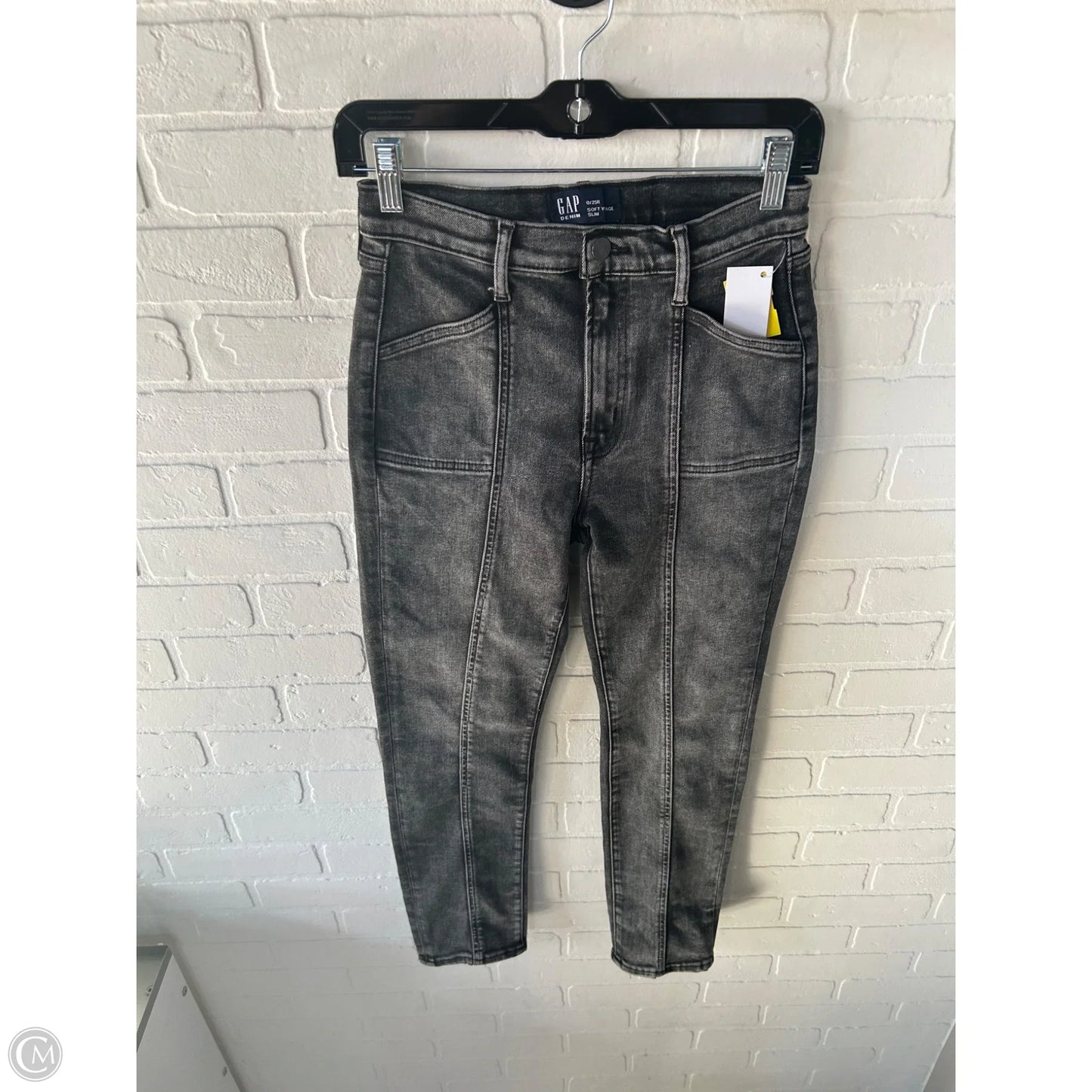 Jeans Straight By Gap In Black Denim, Size: 0