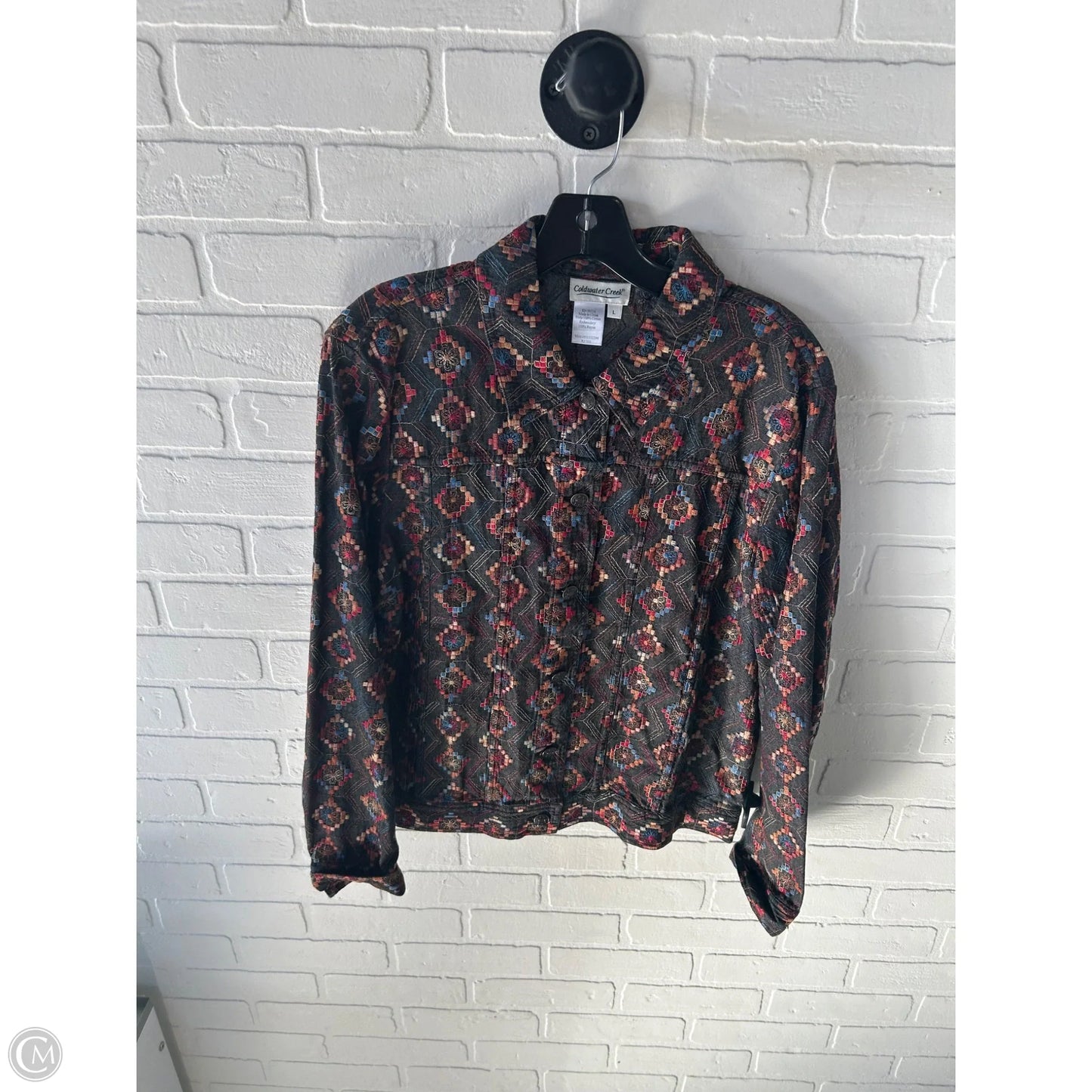 Jacket Denim By Coldwater Creek In Grey & Orange, Size: L