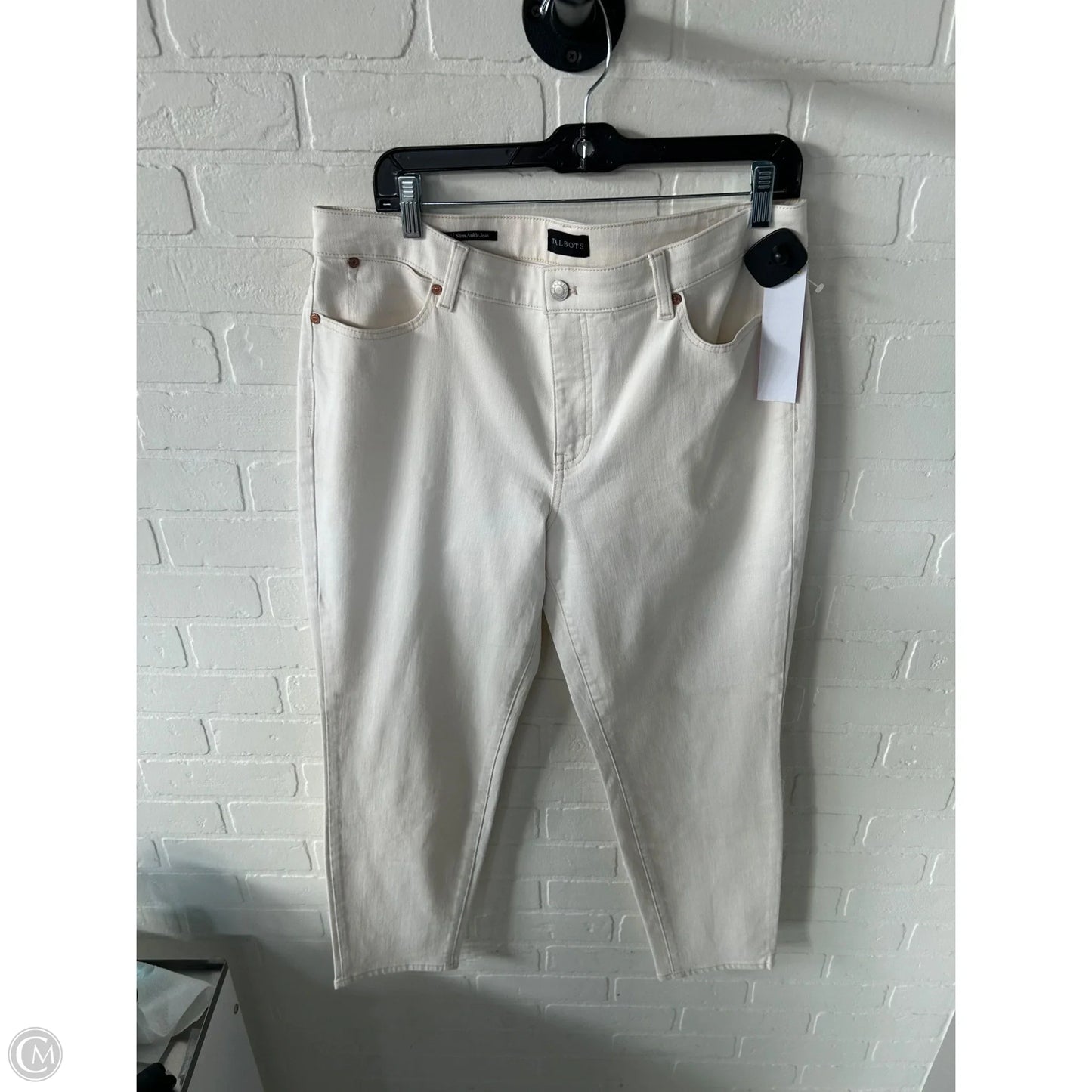 Jeans Straight By Talbots In Cream Denim, Size: 14