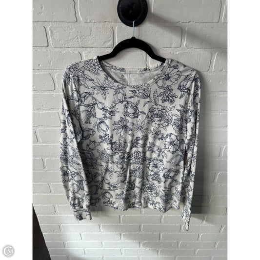 Top Long Sleeve By Talbots In Blue & White, Size: L