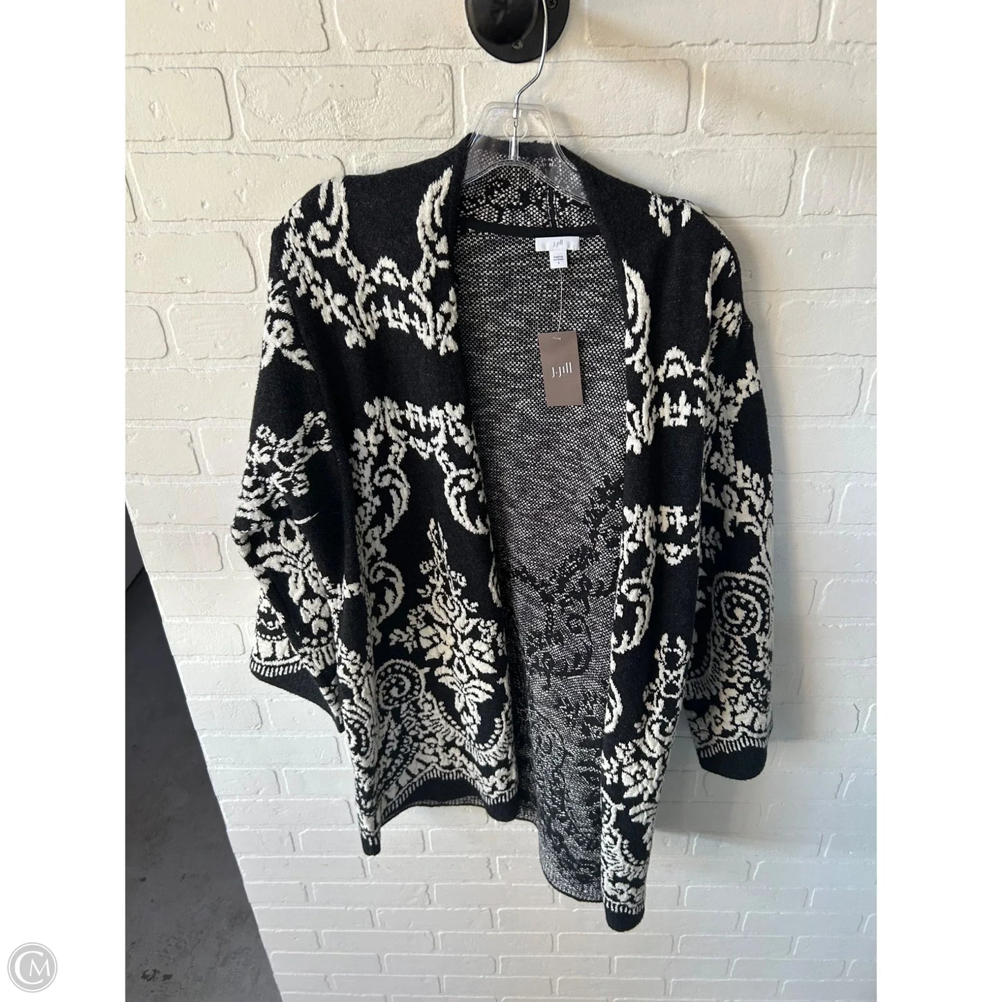 Sweater Cardigan By J. Jill In Grey & White, Size: S