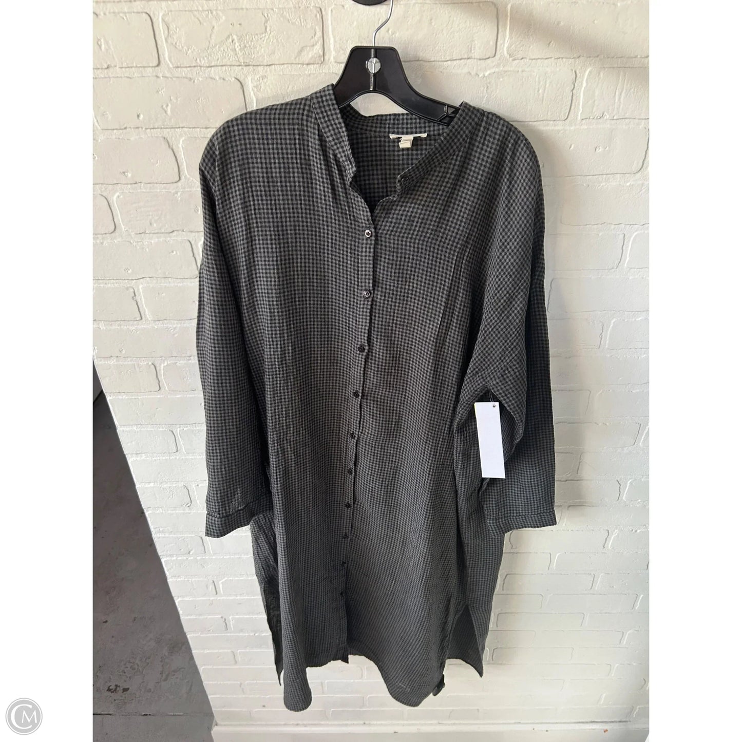 Dress Casual Midi By Eileen Fisher In Black & Grey, Size: L