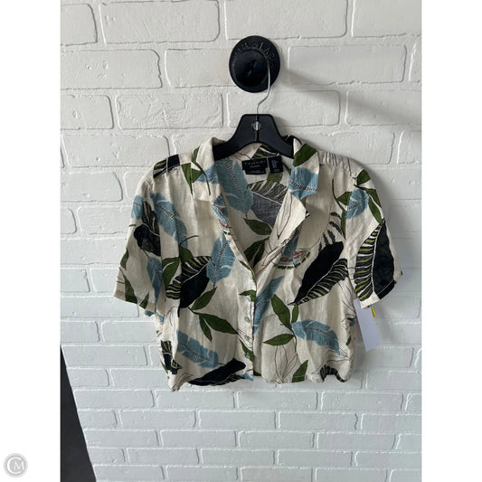 Top Short Sleeve By Tahari In Green & Tan, Size: M