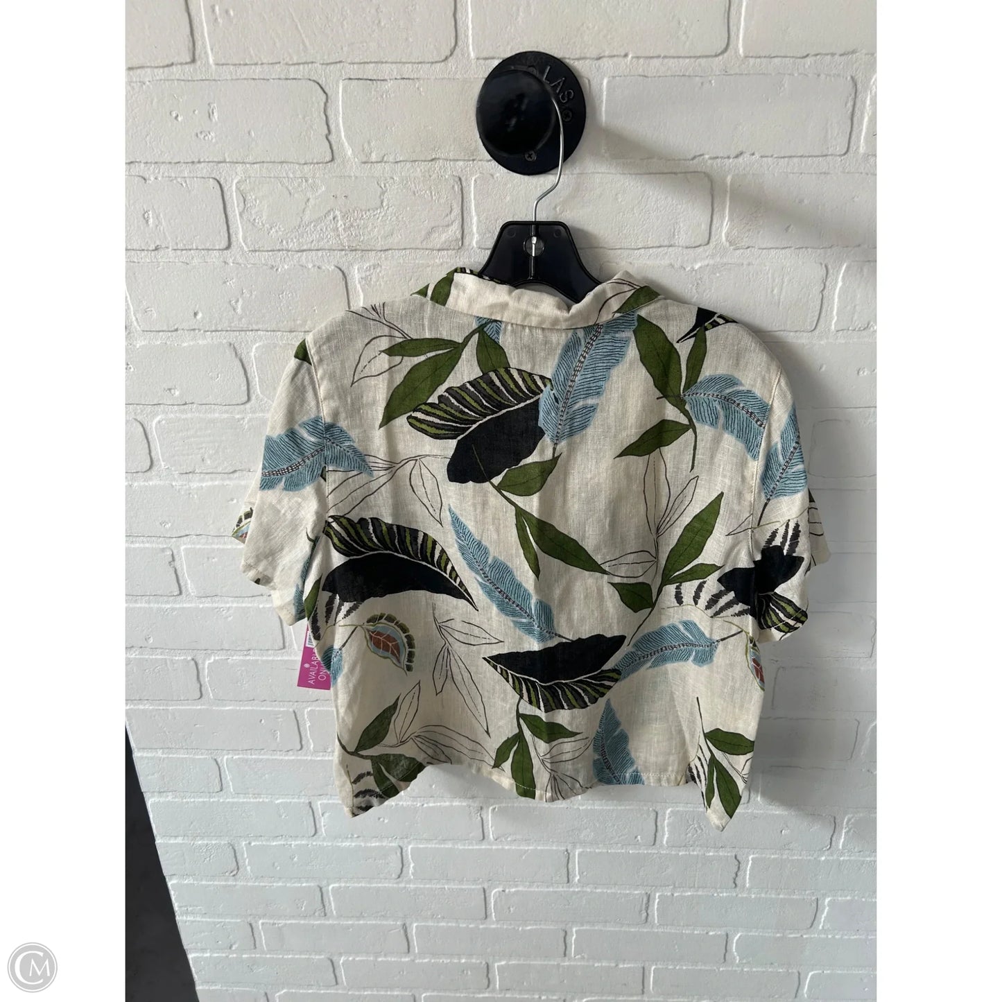 Top Short Sleeve By Tahari In Green & Tan, Size: M