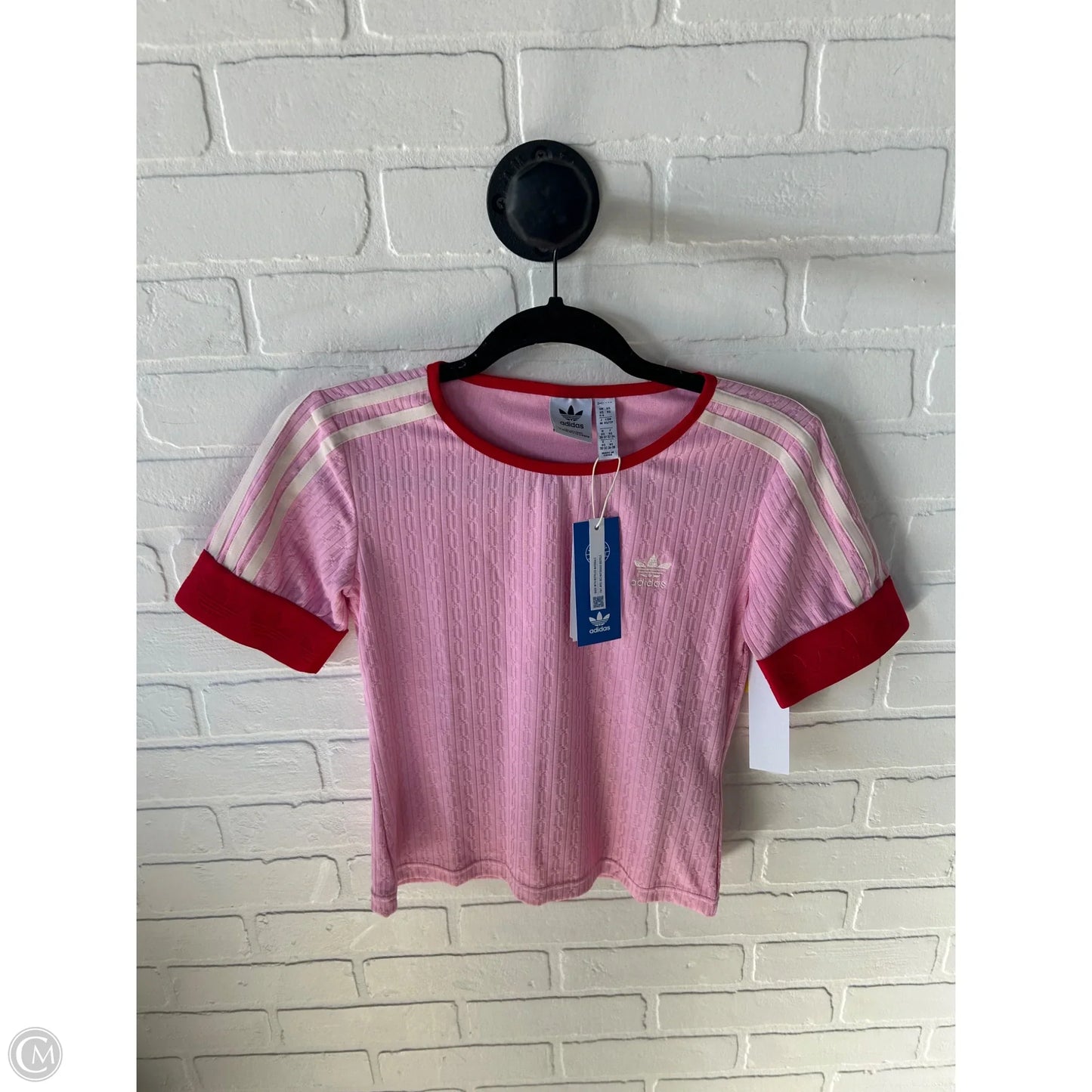 Athletic Top Short Sleeve By Adidas In Pink & Red, Size: Xs