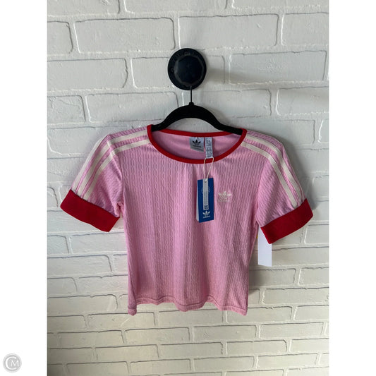 Athletic Top Short Sleeve By Adidas In Pink & Red, Size: Xs