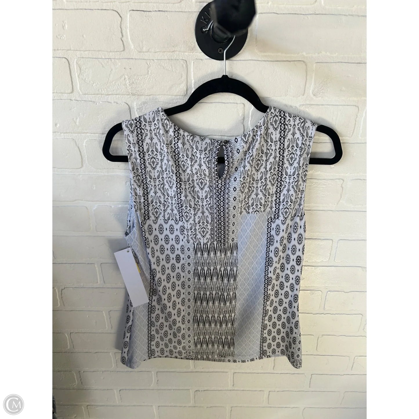 Top Sleeveless By Calvin Klein In Blue & Grey, Size: M