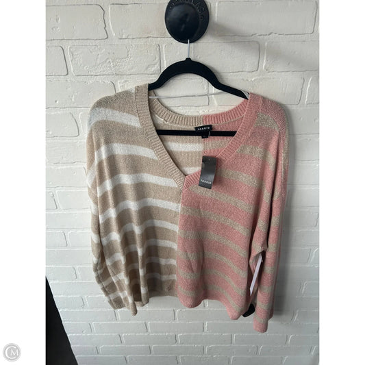 Sweater By Torrid In Pink & Tan, Size: 1x