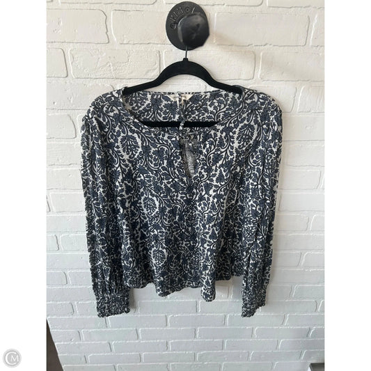 Top Long Sleeve By Lucky Brand In Blue & White, Size: M