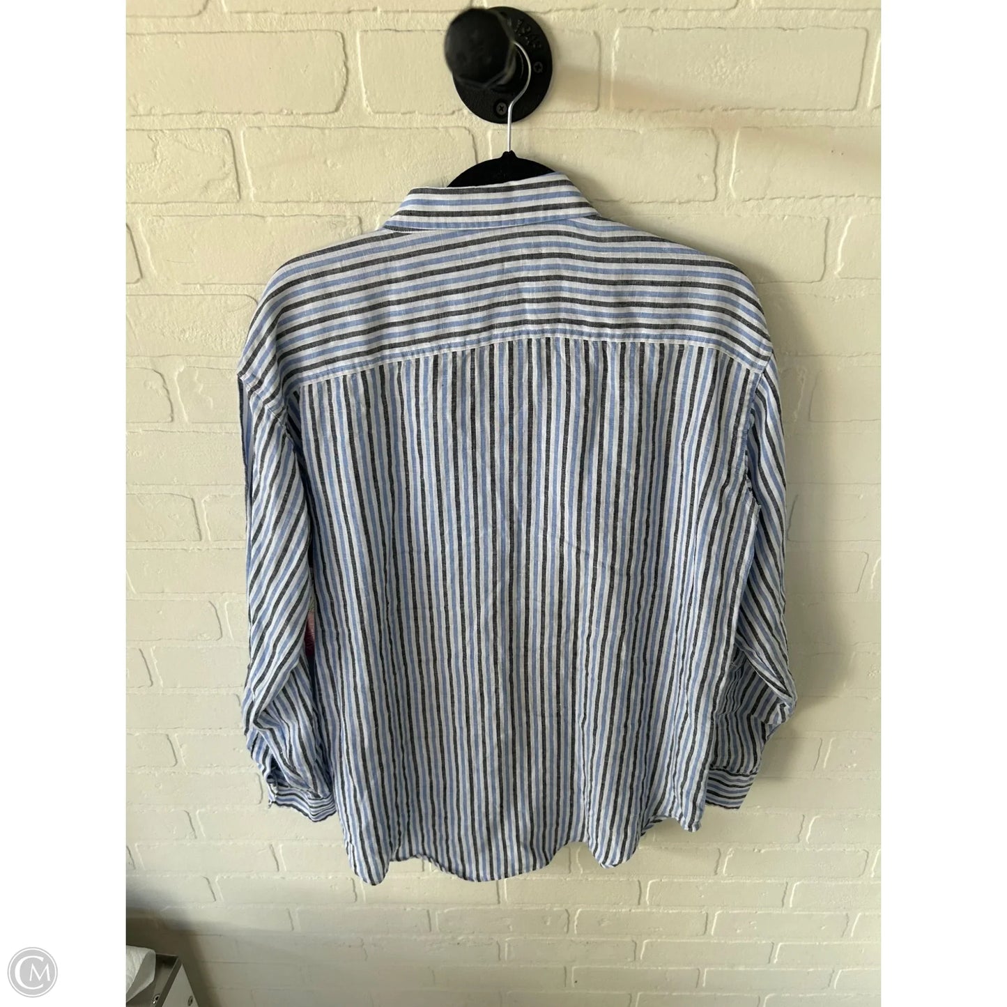 Top Long Sleeve By Lauren By Ralph Lauren In Blue & Brown, Size: L