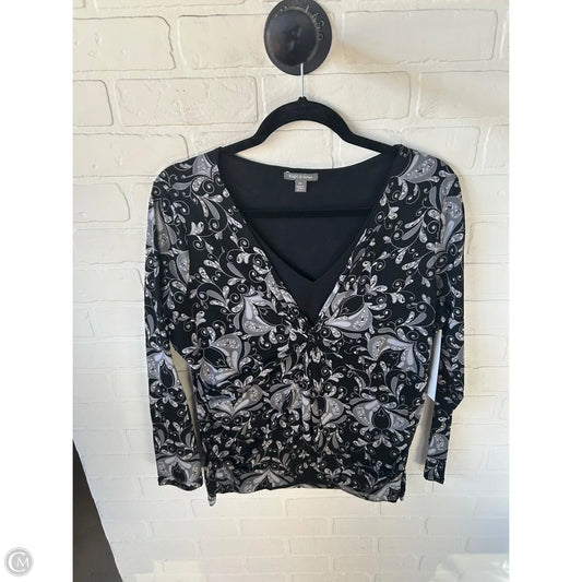 Top Long Sleeve By Apt 9 In Black & Grey, Size: 1x