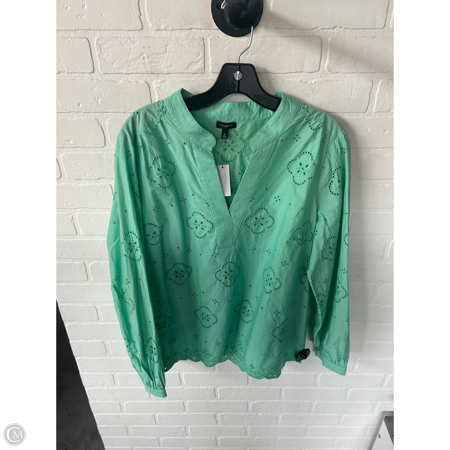 Top Long Sleeve By Talbots In Green, Size: M