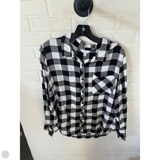 Top Long Sleeve By Time And Tru In Black & White, Size: L