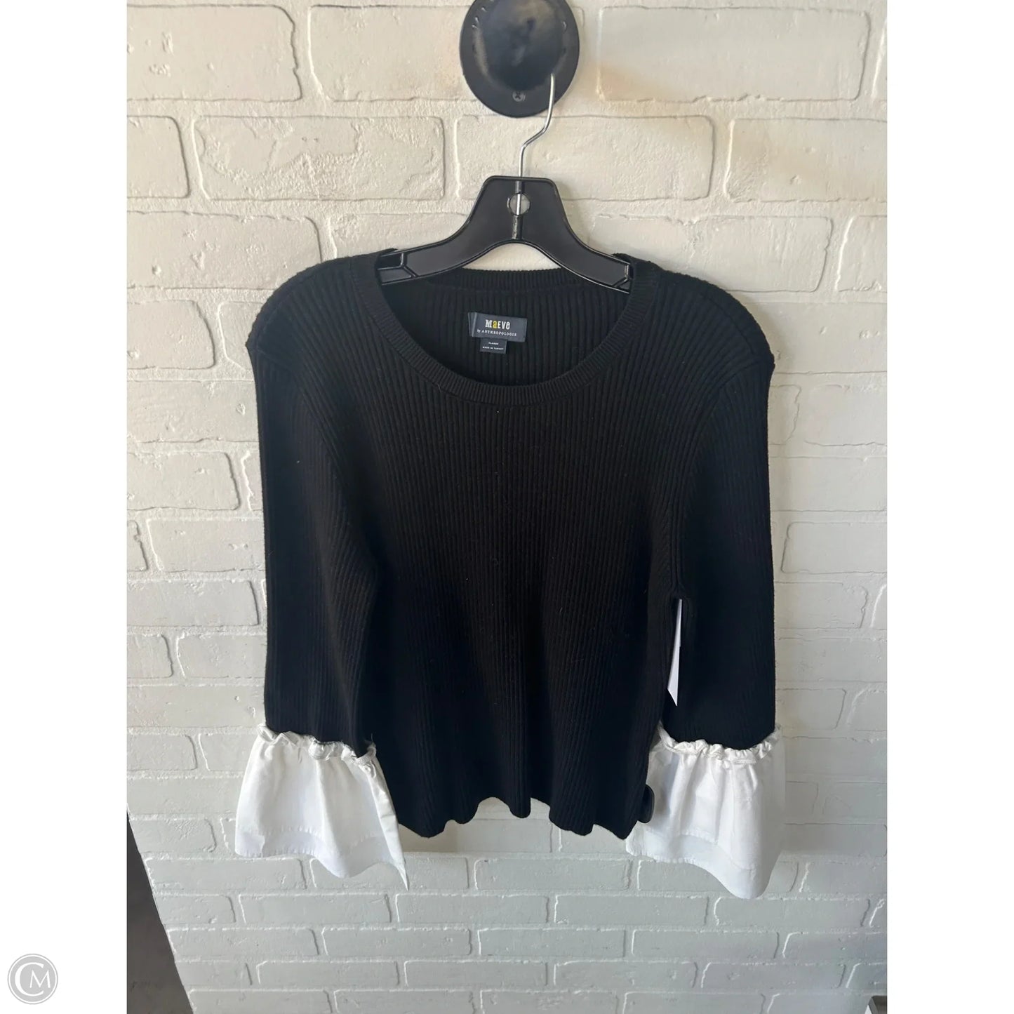 Sweater By Maeve In Black & White, Size: Xl