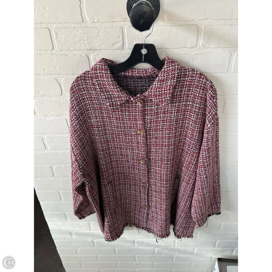 Jacket Shirt By Shein In Black & Red, Size: 1x