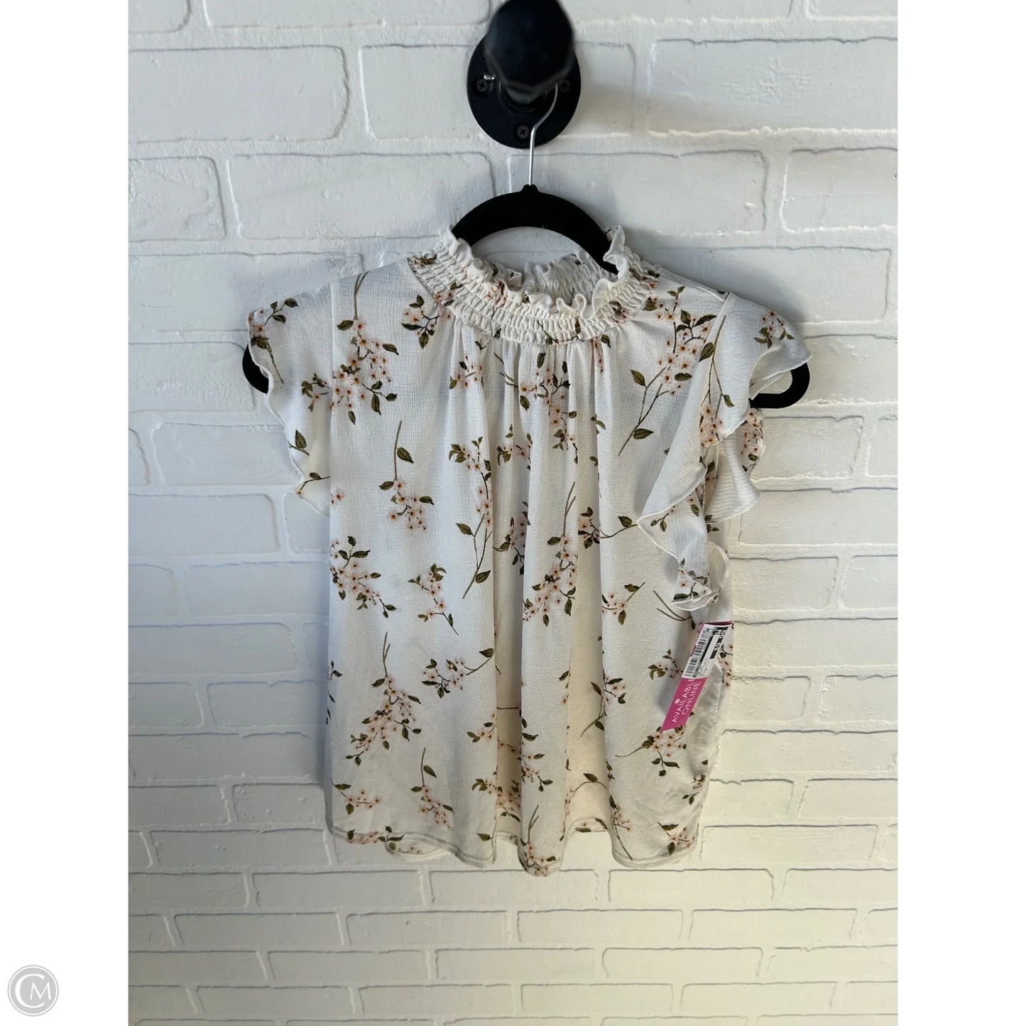 Top Short Sleeve By Melloday In Green & White, Size: M