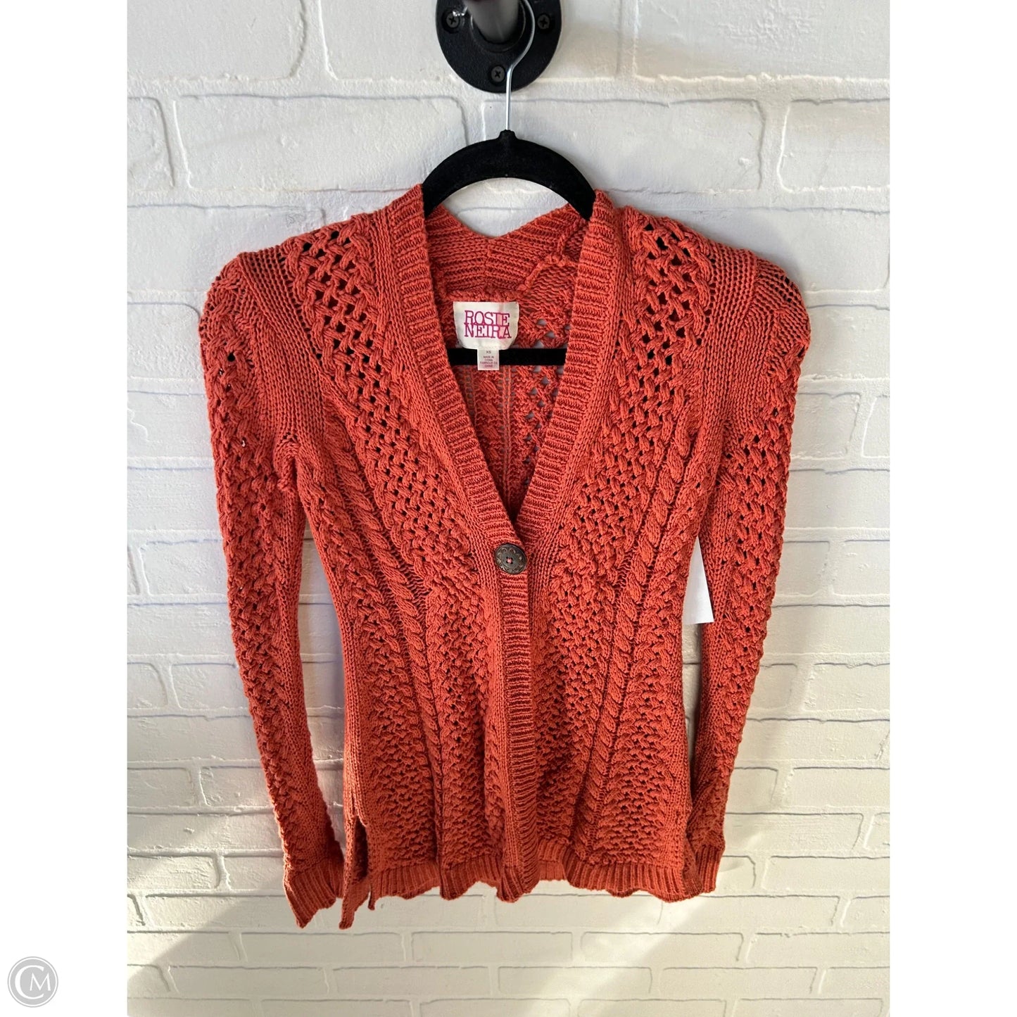 Sweater Cardigan By Clothes Mentor In Orange, Size: Xs