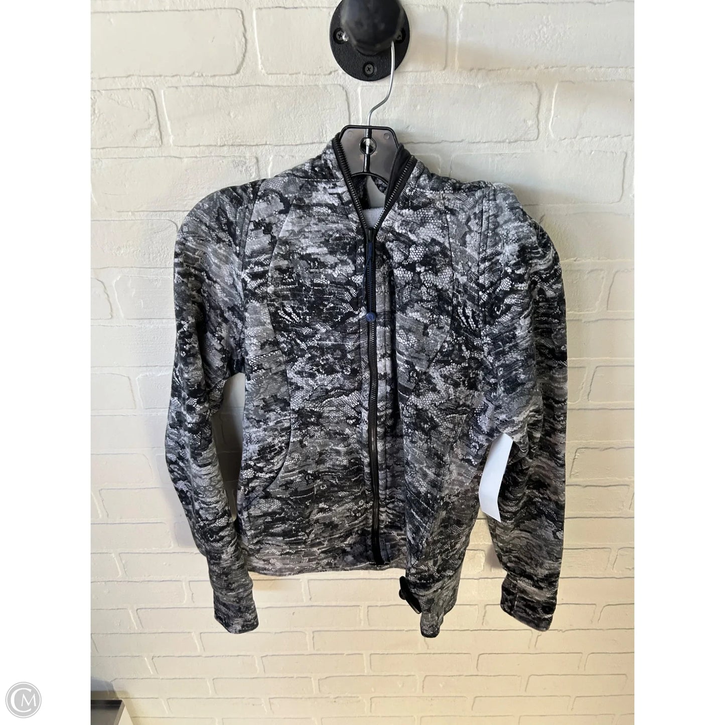 Athletic Sweatshirt Hoodie By Lululemon In Grey, Size: M