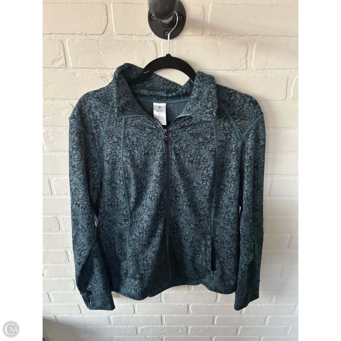 Athletic Top Long Sleeve Collar By Members Mark In Black & Blue, Size: Xl