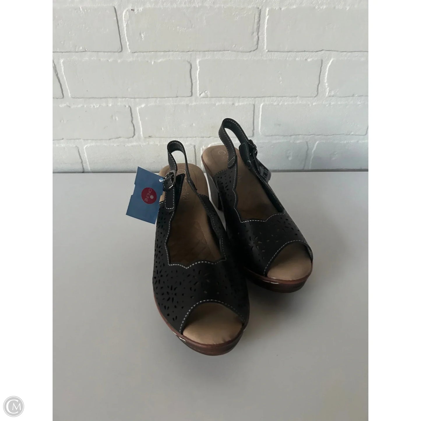 Sandals Heels Block By Clothes Mentor In Black & Brown, Size: 7.5