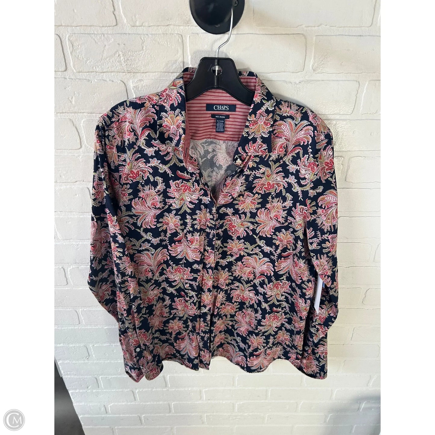 Top Long Sleeve By Chaps In Blue & Pink, Size: Xl
