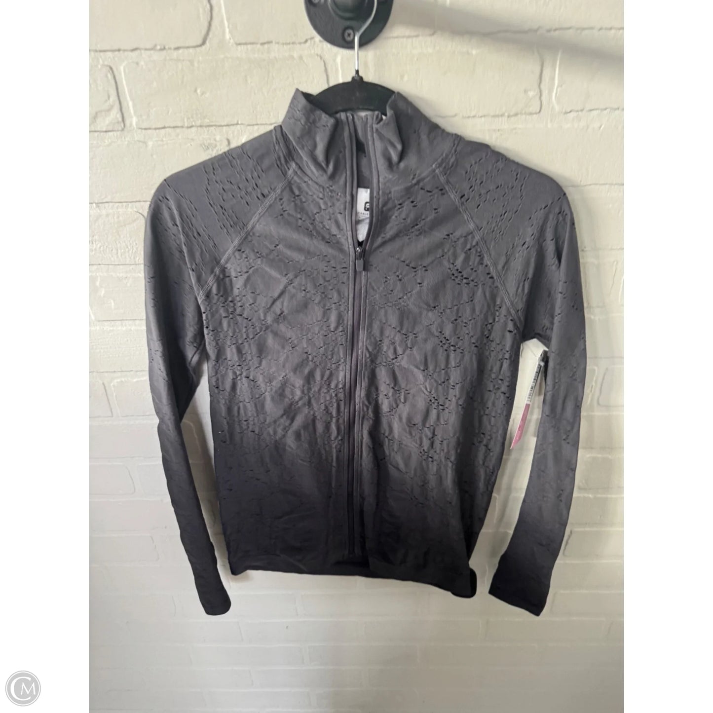 Athletic Top Long Sleeve Collar By Fabletics In Grey, Size: M
