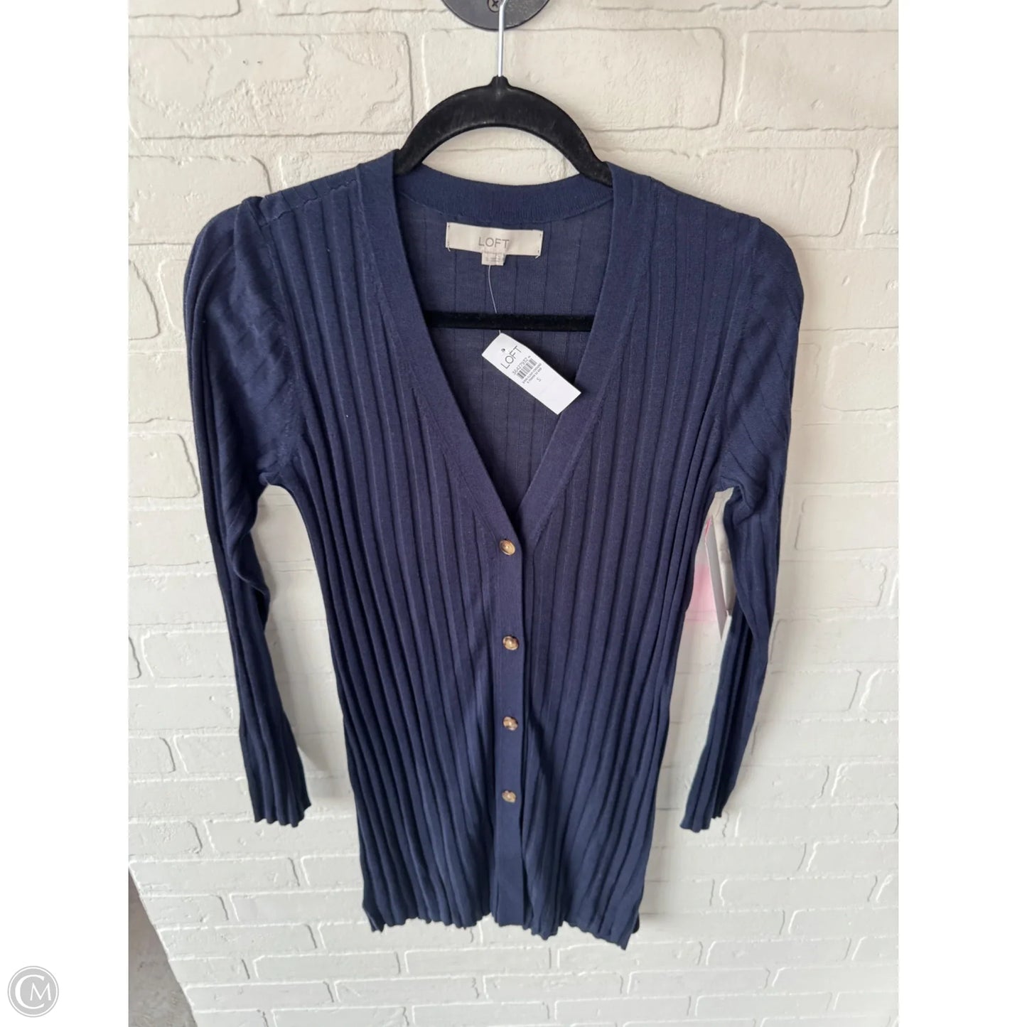 Sweater Cardigan By Loft In Blue, Size: S