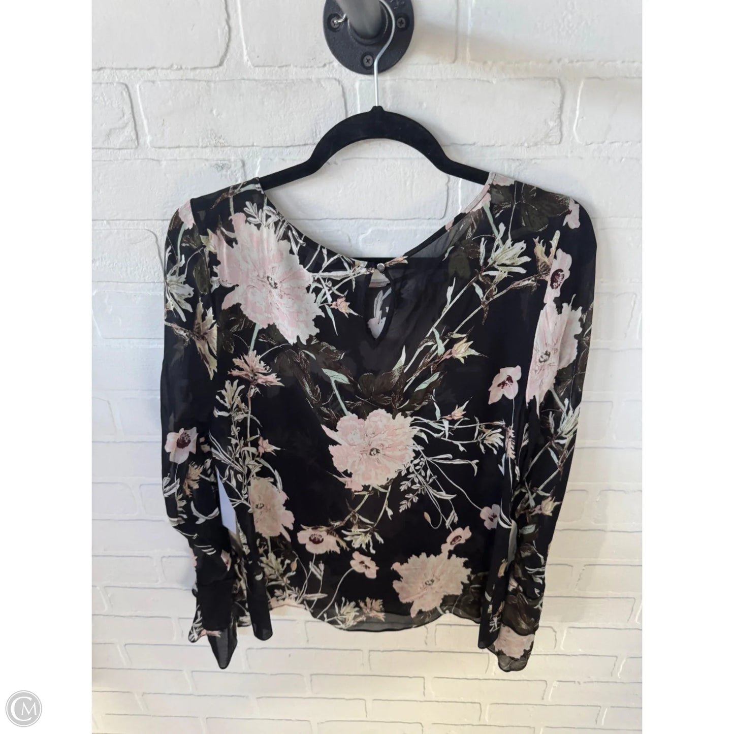 Top Long Sleeve By Lucky Brand In Black & Pink, Size: L