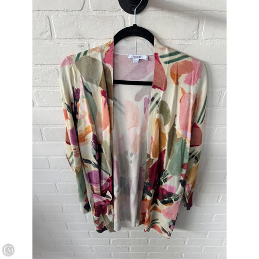 Sweater Cardigan By Chicos In Pink & Tan, Size: M
