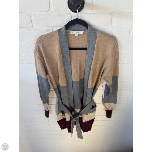 Sweater Cardigan By Loft In Grey & Red, Size: S