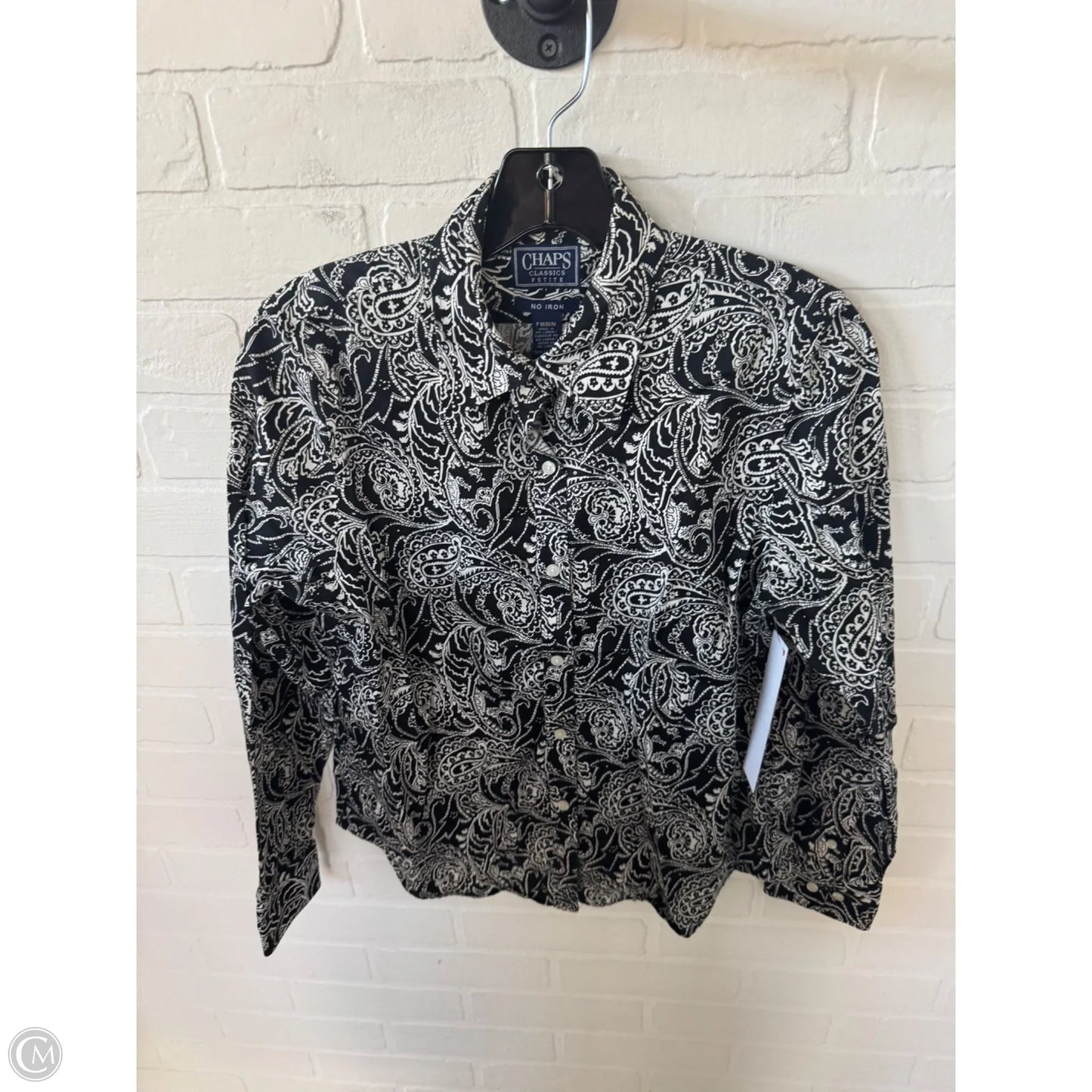 Top Long Sleeve By Chaps In Black & White, Size: Mp