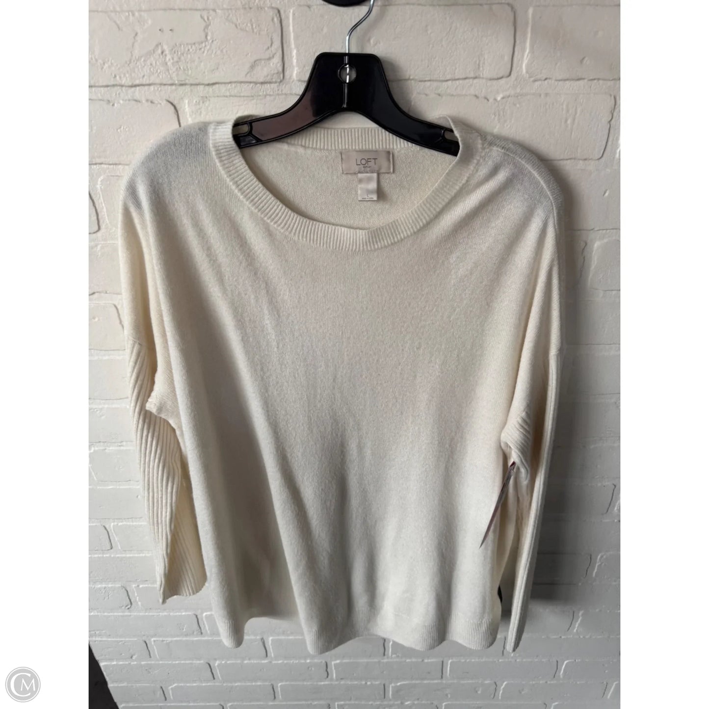 Sweater By Loft In Cream, Size: L