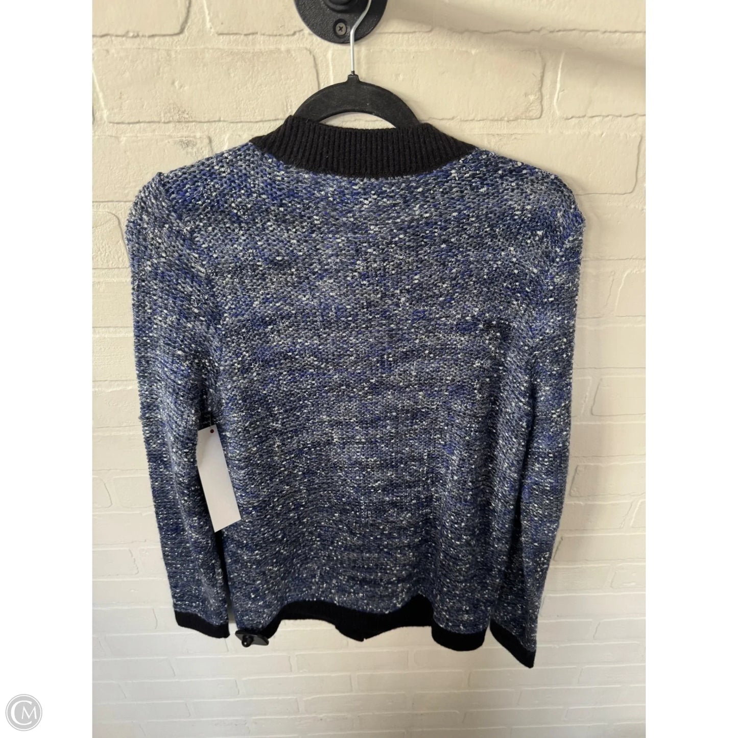 Sweater Cardigan By Ann Taylor In Black & Blue, Size: S