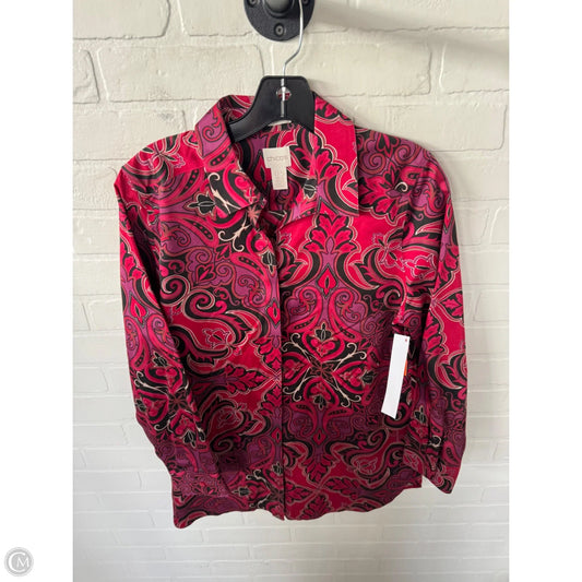 Tunic Long Sleeve By Chicos In Black & Pink, Size: S