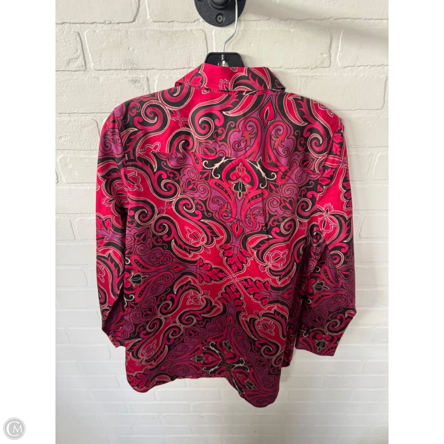 Tunic Long Sleeve By Chicos In Black & Pink, Size: S
