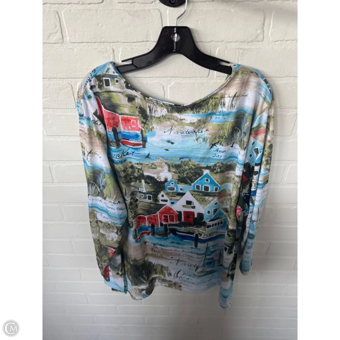 Top 3/4 Sleeve By Allison Daley In Blue & Green, Size: 2x