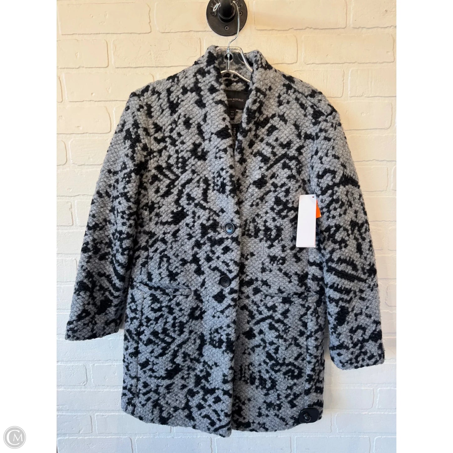 Coat Peacoat By Banana Republic In Black & Grey, Size: Xsp