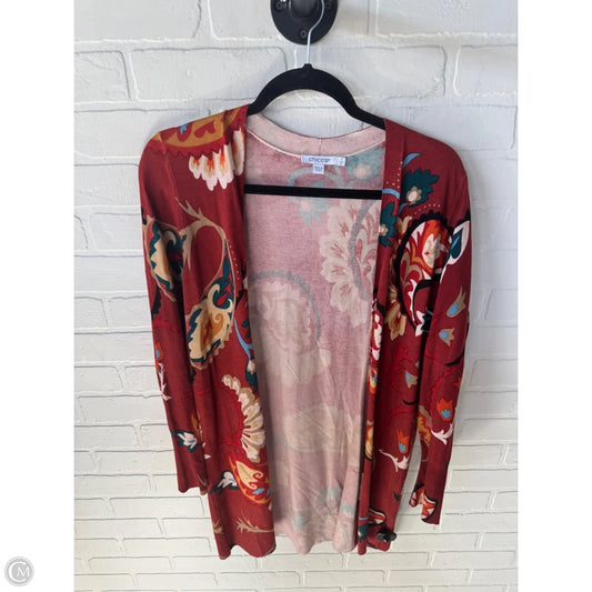 Sweater Cardigan By Chicos In Red & Yellow, Size: M